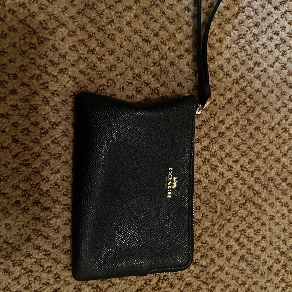 Coach Black Pebbled Leather Wristlet